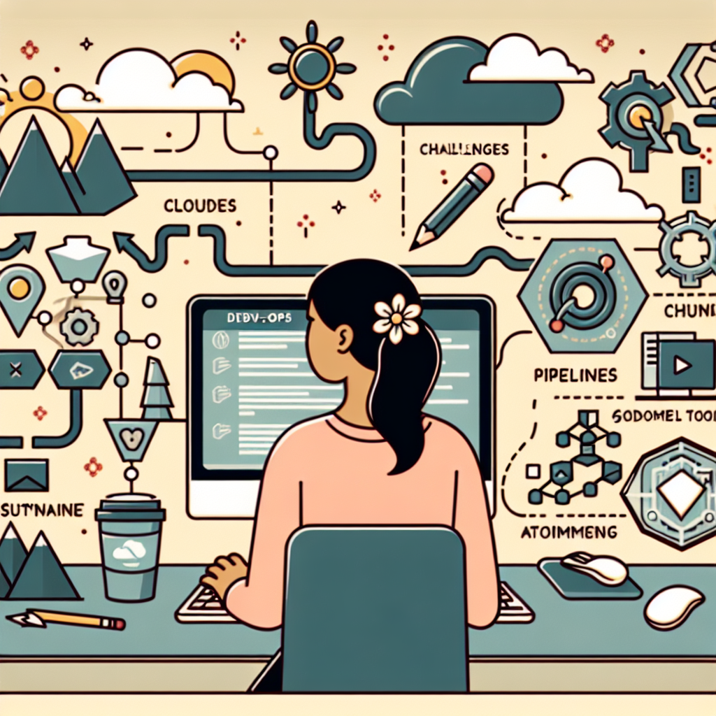 "DevOps engineer at work, collaborating with team members and utilizing cloud technology tools, representing key lessons learned in the first year of a DevOps career."