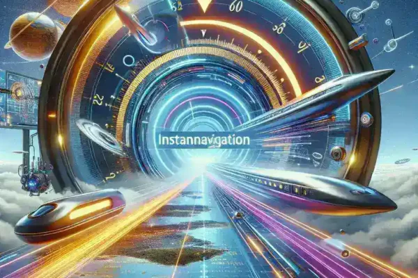 "Conceptual illustration of Instanavigation technology, showcasing a user-friendly interface on a smartphone, mapping out real-time navigation routes for travelers in urban environments, emphasizing innovation in travel solutions."