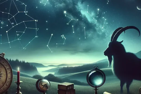 "Capricorn horoscope chart and astrological symbols illustrating celestial insights and predictions for tomorrow's guidance."