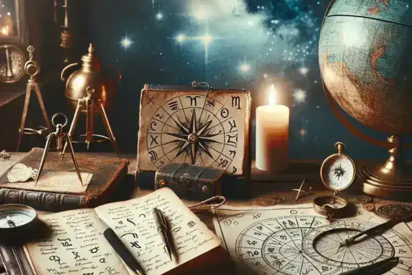"Astrological chart with zodiac symbols and celestial bodies, illustrating key elements of horoscopes in the article 'Understanding Today's Horoscope: A Comprehensive Guide.'"