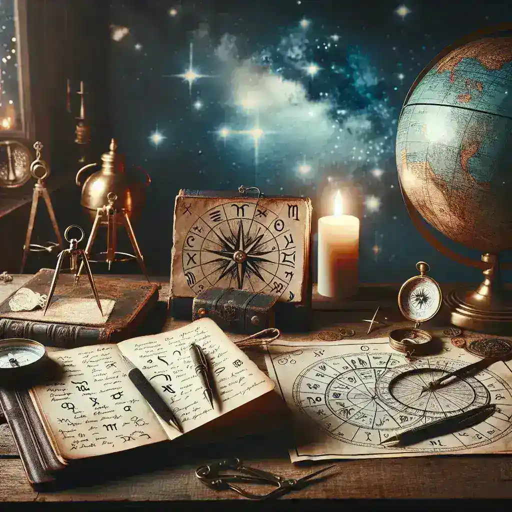 "Astrological chart with zodiac symbols and celestial bodies, illustrating key elements of horoscopes in the article 'Understanding Today's Horoscope: A Comprehensive Guide.'"