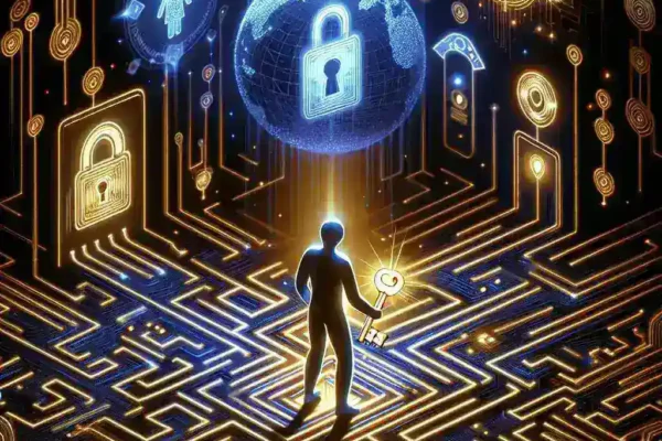 "Graphic depicting a secure online environment with a laptop, padlock, and digital privacy symbols, illustrating the concept of online safety and privacy in the article 'Is Anonyig Safe? A Comprehensive Guide to Navigating Online Privacy.'"
