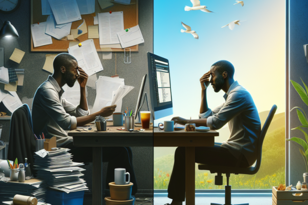 "Developer practicing mindfulness and meditation for mental health, representing the transition from burnout to balance in a tech career."