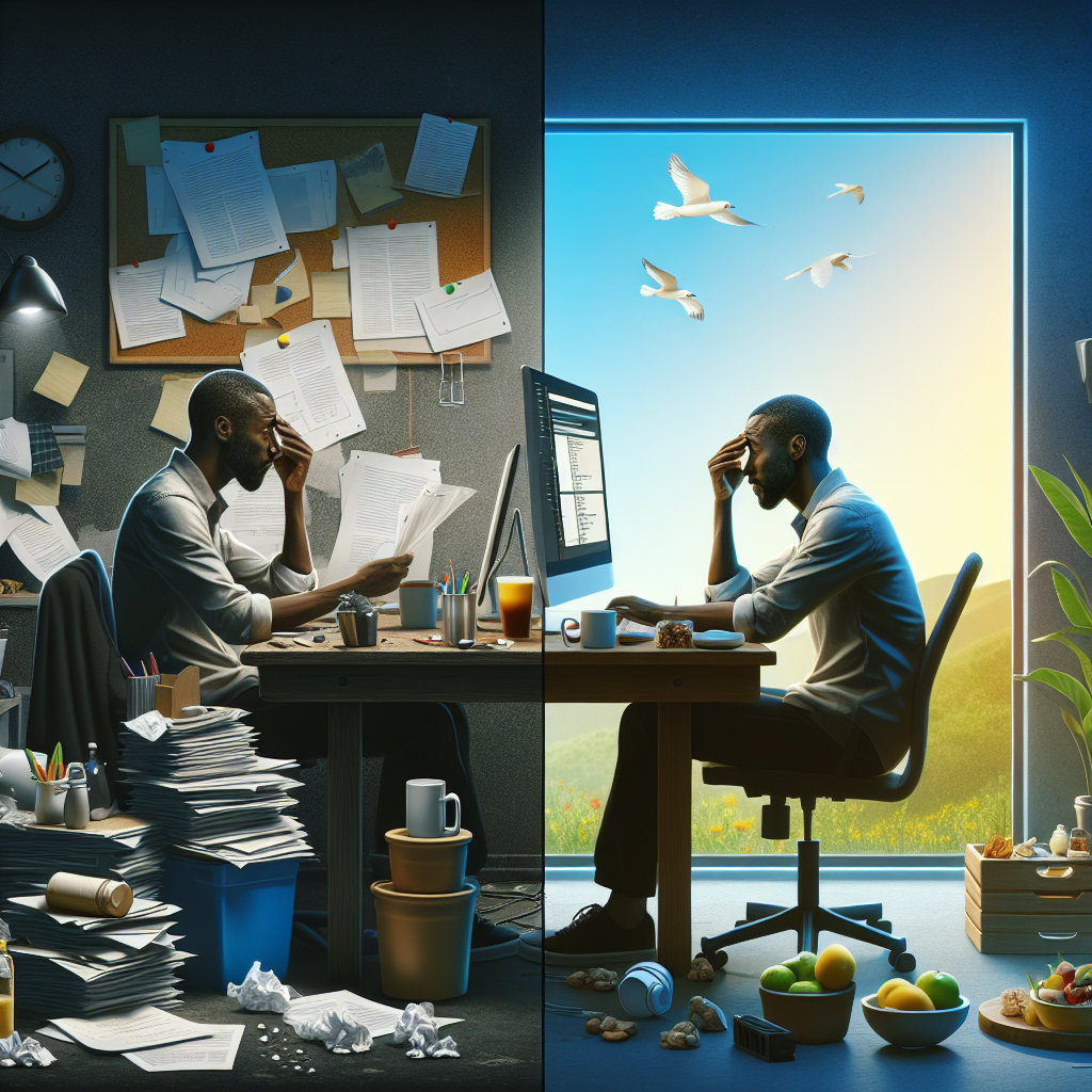 "Developer practicing mindfulness and meditation for mental health, representing the transition from burnout to balance in a tech career."