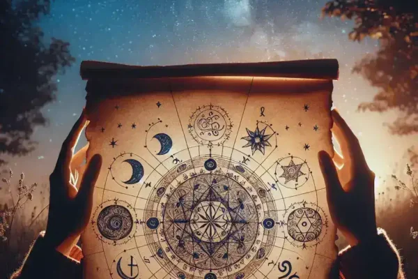 "Detailed natal chart illustration showcasing astrological symbols and planets, representing the unique blueprint of an individual's life as discussed in the article 'Understanding Natal Charts: The Blueprint of Your Life.'"